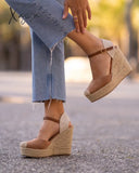 Xajzpa Wedge Esparto Platform Black Camel Or Blue