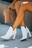 Xajzpa - What A Night Heeled Bootie 5 / White Boots