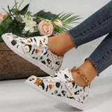 Xajzpa - White Casual Patchwork Printing Round Comfortable Out Door Shoes Shoes Sneakers