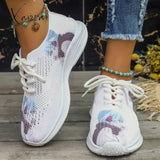 Xajzpa - White Casual Sportswear Daily Frenulum Printing Round Mesh Breathable Comfortable Out Door