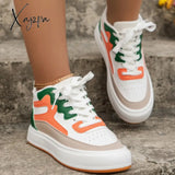 Xajzpa - White Green Casual Patchwork Frenulum Round Comfortable Out Door Shoes Shoes Sneakers