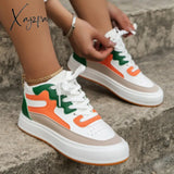 Xajzpa - White Green Casual Patchwork Frenulum Round Comfortable Out Door Shoes Shoes Sneakers