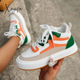 Xajzpa - White Green Casual Patchwork Frenulum Round Comfortable Out Door Shoes Shoes Sneakers