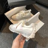 Xajzpa - White Women Shoes New Chunky Sneakers For Lace-Up Vulcanize Casual Fashion Dad Platform