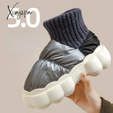 Xajzpa - Winter Boots For Women Chunky High Heels Ladies Shoes Thick Platform Waterproof