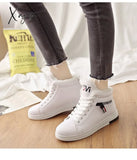 Xajzpa - Winter Boots Women Ankle Warm Pu Plush Woman Shoes Sneakers Flats Lace Up Ladies Short Snow