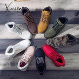 Xajzpa - Winter Boots Women Shoes Warm Plush Sneakers Snow Lace-Up Ankle Casual Woman Botas Mujer