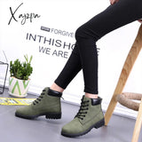 Xajzpa - Winter Boots Women Shoes Warm Plush Sneakers Snow Lace-Up Ankle Casual Woman Botas Mujer