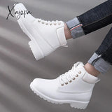 Xajzpa - Winter Boots Women Shoes Warm Plush Sneakers Snow Lace-Up Ankle Casual Woman Botas Mujer