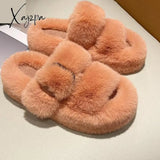 Xajzpa - Winter Fashion Soft Warm Comfort Flat Fur Slipper Brand Designer Slip On Loafers Mules