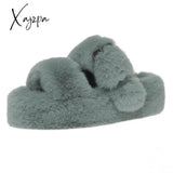 Xajzpa - Winter Fashion Soft Warm Comfort Flat Fur Slipper Brand Designer Slip On Loafers Mules