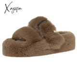 Xajzpa - Winter Fashion Soft Warm Comfort Flat Fur Slipper Brand Designer Slip On Loafers Mules