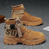 Xajzpa - Winter Men Boots Waterproof Warm Fur Snow Outdoor Work Casual Shoes Military Combat Rubber