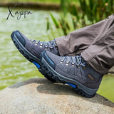 Xajzpa Winter Men’s Hiking Shoes Waterproof Outdoor Men Boots Trekking Sport High Top Mountain