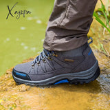 Xajzpa Winter Men’s Hiking Shoes Waterproof Outdoor Men Boots Trekking Sport High Top Mountain