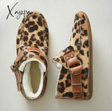 Xajzpa - Winter New Female Comfort Cartoon Cat Printed Leather Button Casual Flat Ankle Boots 6