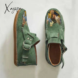 Xajzpa - Winter New Female Comfort Cartoon Cat Printed Leather Button Casual Flat Ankle Boots 6