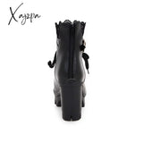 Xajzpa - Winter New High-Heeled Coarse Heel Platform Martin Boots Frenulum Waterproof Thick Bottom