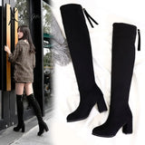 Xajzpa - winter new ladies fashion comfortable plus cotton warm boots women casual sexy Flock Zip black high heel boots mujer c96