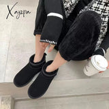 Xajzpa - Winter New Leather And Fur Snow Boots Men Women Couples Thick Bottom Outdoor Travel Large