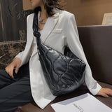 Xajzpa - Winter New Women Shoulder Bags Down Feather Padded Big Crossbody Hobo Bag Cotton Leather