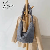 Xajzpa - Winter New Women Shoulder Bags Down Feather Padded Big Crossbody Hobo Bag Cotton Leather