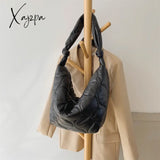 Xajzpa - Winter New Women Shoulder Bags Down Feather Padded Big Crossbody Hobo Bag Cotton Leather