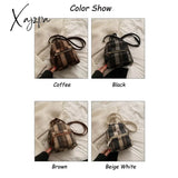 Xajzpa - Winter Plaid Nylon Women Backpack New Korean Students Small Schoolbag Campus Stripe Style