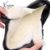 Xajzpa - Winter Shoes For Men Leather Warm Thick Sole Safety Wear-Resistant Outdoor Sports Mens