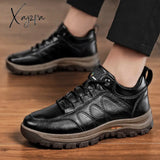 Xajzpa - Winter Shoes For Men Leather Warm Thick Sole Safety Wear-Resistant Outdoor Sports Mens