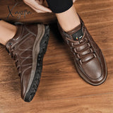 Xajzpa - Winter Shoes For Men Leather Warm Thick Sole Safety Wear-Resistant Outdoor Sports Mens
