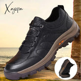 Xajzpa - Winter Shoes For Men Leather Warm Thick Sole Safety Wear-Resistant Outdoor Sports Mens