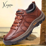 Xajzpa - Winter Shoes For Men Leather Warm Thick Sole Safety Wear-Resistant Outdoor Sports Mens