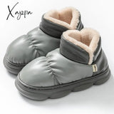 Xajzpa - Winter Shoes Women Waterproof Pu Leather Female Ankle Boots With Warm Plush Large Size