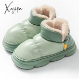 Xajzpa - Winter Shoes Women Waterproof Pu Leather Female Ankle Boots With Warm Plush Large Size