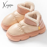 Xajzpa - Winter Shoes Women Waterproof Pu Leather Female Ankle Boots With Warm Plush Large Size