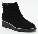 Xajzpa - Winter The New Winter Sloping Heel Bare Boots Suede Round Head Spot Flat Artificial Wool