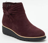 Xajzpa - Winter The New Winter Sloping Heel Bare Boots Suede Round Head Spot Flat Artificial Wool