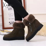 Xajzpa - Winter Waterproof Plush Fur Ankle Boots Women Zipper Design Warm Snow Non-Slip Cotton For