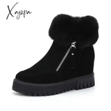 Xajzpa - Winter Waterproof Plush Fur Ankle Boots Women Zipper Design Warm Snow Non-Slip Cotton For