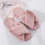 Xajzpa - Winter Women House Slippers Faux Fur Fashion Warm Shoes Woman Slip On Flats Female Slides