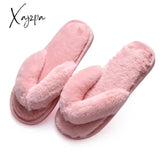 Xajzpa - Winter Women House Slippers Faux Fur Fashion Warm Shoes Woman Slip On Flats Female Slides