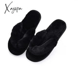 Xajzpa - Winter Women House Slippers Faux Fur Fashion Warm Shoes Woman Slip On Flats Female Slides