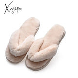 Xajzpa - Winter Women House Slippers Faux Fur Fashion Warm Shoes Woman Slip On Flats Female Slides