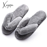 Xajzpa - Winter Women House Slippers Faux Fur Fashion Warm Shoes Woman Slip On Flats Female Slides