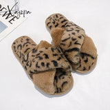 Xajzpa - Winter Women House Slippers Faux Fur Fashion Warm Shoes Woman Slip On Flats Female Slides