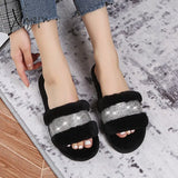 Xajzpa - Winter Women House Slippers Faux Fur Fashion Warm Shoes Woman Slip On Flats Female Slides