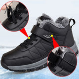 Xajzpa - Winter Women Men Boots Waterproof Leather Boot Man Plush Warm Sneakers Man Outdoor Ankle Snow Boots Casual Shoes Big Size