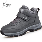 Xajzpa - Winter Women Men Boots Waterproof Leather Boot Man Plush Warm Sneakers Outdoor Ankle Snow