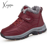 Xajzpa - Winter Women Men Boots Waterproof Leather Boot Man Plush Warm Sneakers Outdoor Ankle Snow